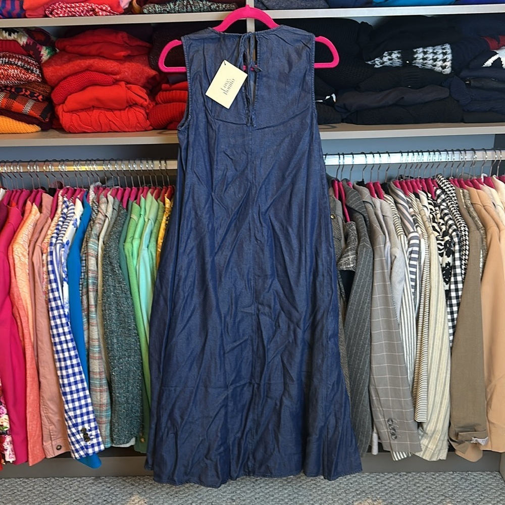 Love Bonito blue 100% tencel 2 pocket sleeveless midi aline dress size 4 NWT - Picture 3 of 3